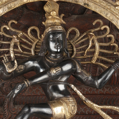 Brass Nataraja Statue Sculpture Vintage Black Finished Idol 2 Feet by vendor-unknown - Hindu Gods (View 4)