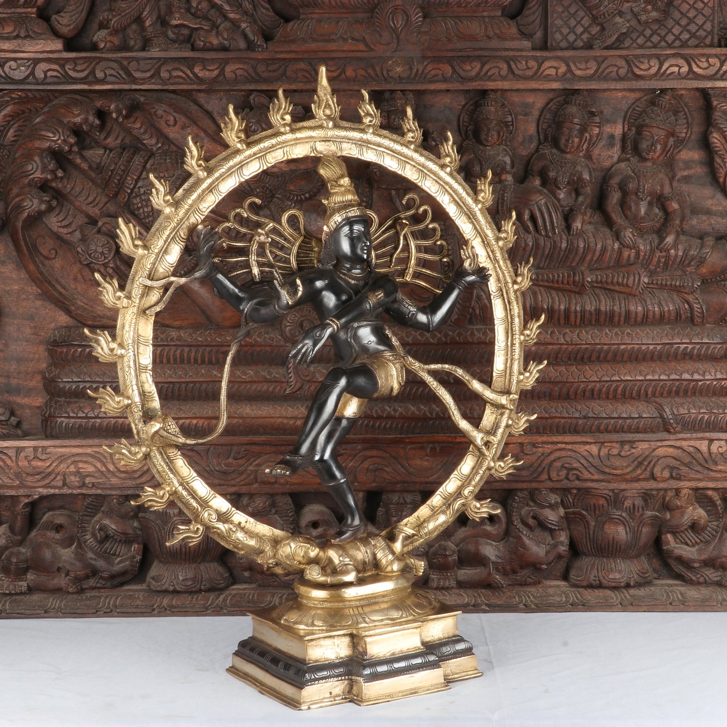 Brass Nataraja Statue Sculpture Vintage Black Finished Idol 2 Feet