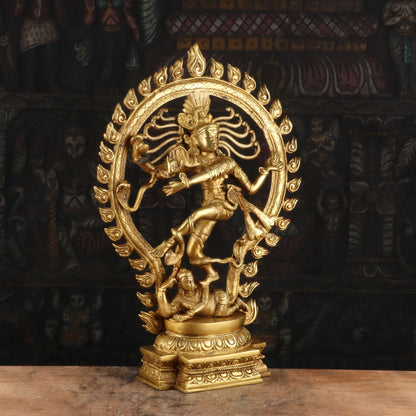 Brass Nataraja Statue Sculpture Idol Golden Finished Idol For Decor 20" by vendor-unknown - Hindu Gods (View 5)