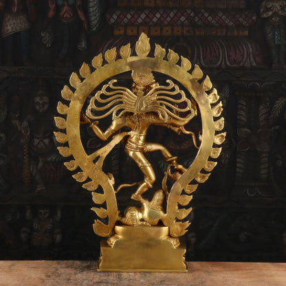 Brass Nataraja Statue Sculpture Idol Golden Finished Idol For Decor 20" by vendor-unknown - Hindu Gods (View 6)