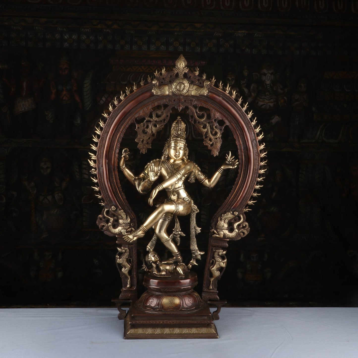Brass Nataraja Statue Sculpture Idol Brown Finished For Decor 26"
