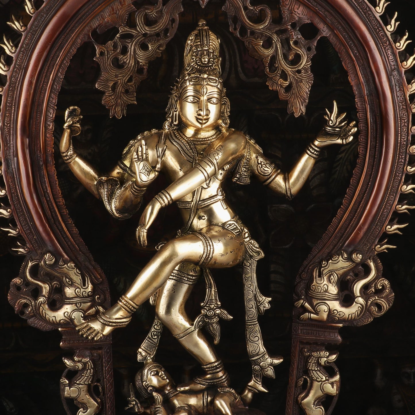 Brass Nataraja Statue Sculpture Idol Brown Finished For Decor 26"