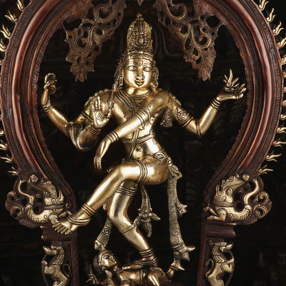 Brass Nataraja Statue Sculpture Idol Brown Finished For Decor 26" by vendor-unknown - Hindu Gods (View 3)