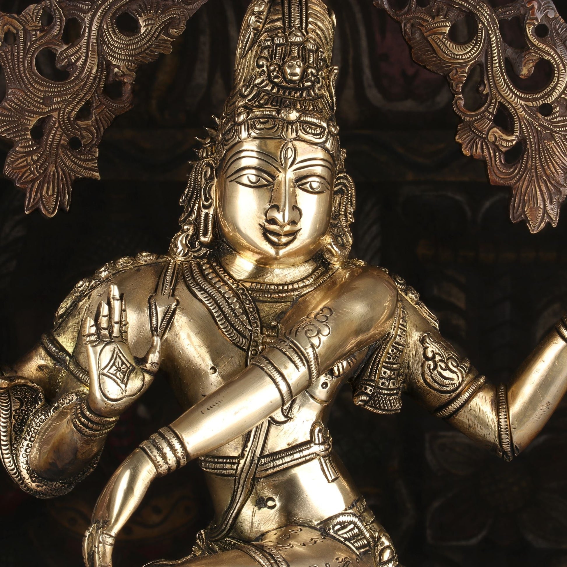 Brass Nataraja Statue Sculpture Idol Brown Finished For Decor 26" - Image 4