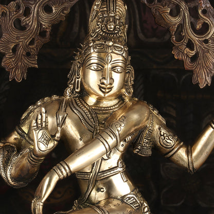 Brass Nataraja Statue Sculpture Idol Brown Finished For Decor 26" by vendor-unknown - Hindu Gods (View 4)