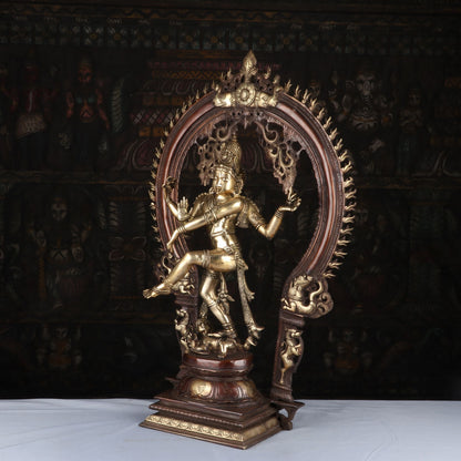 Brass Nataraja Statue Sculpture Idol Brown Finished For Decor 26" by vendor-unknown - Hindu Gods (View 5)