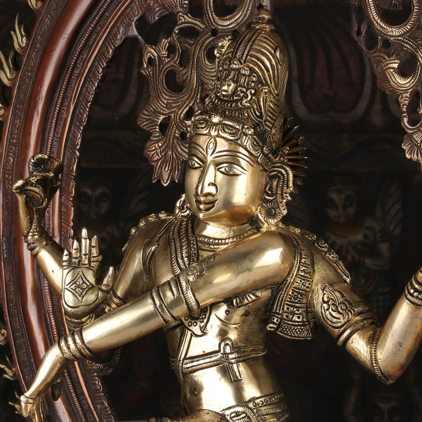Brass Nataraja Statue Sculpture Idol Brown Finished For Decor 26"