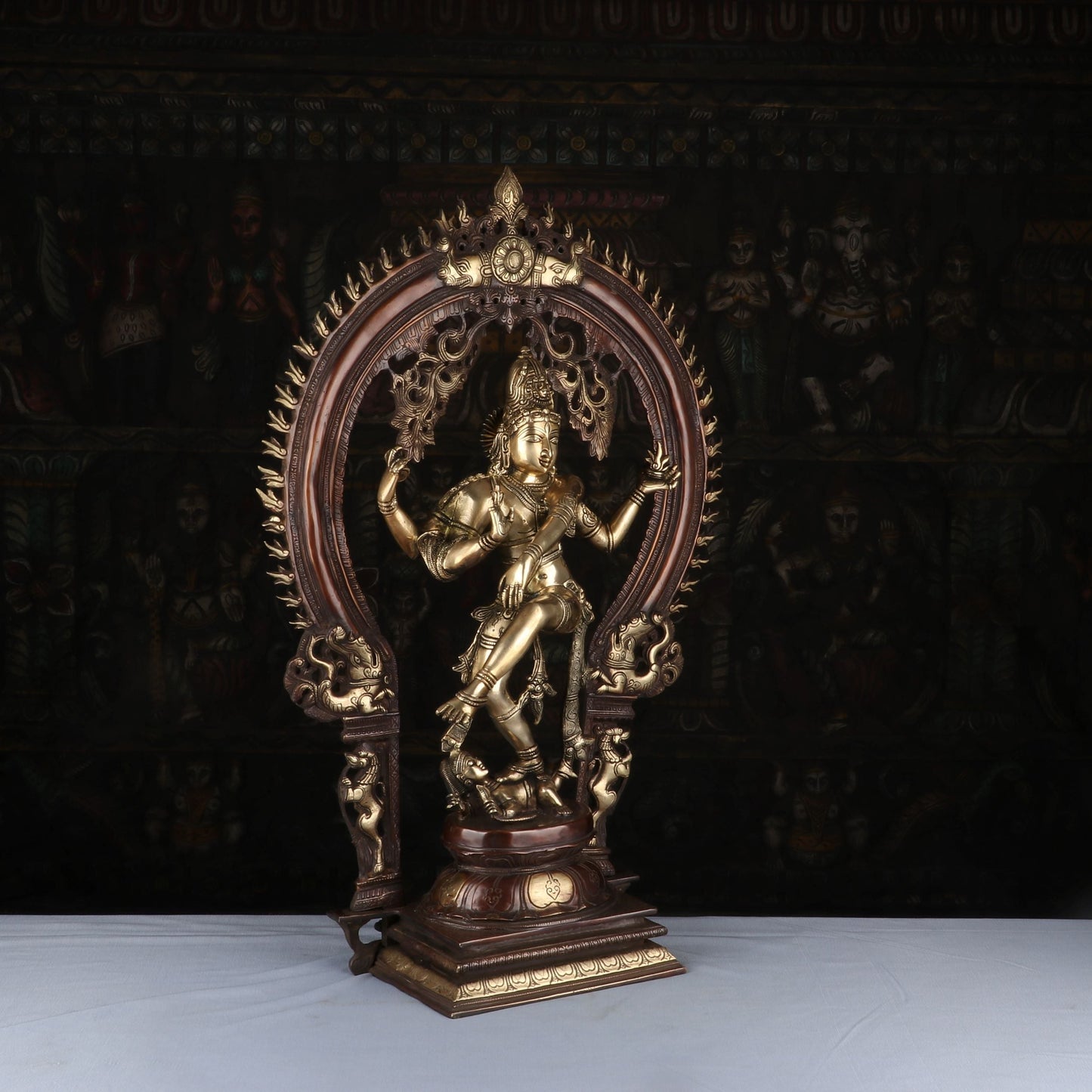 Brass Nataraja Statue Sculpture Idol Brown Finished For Decor 26"