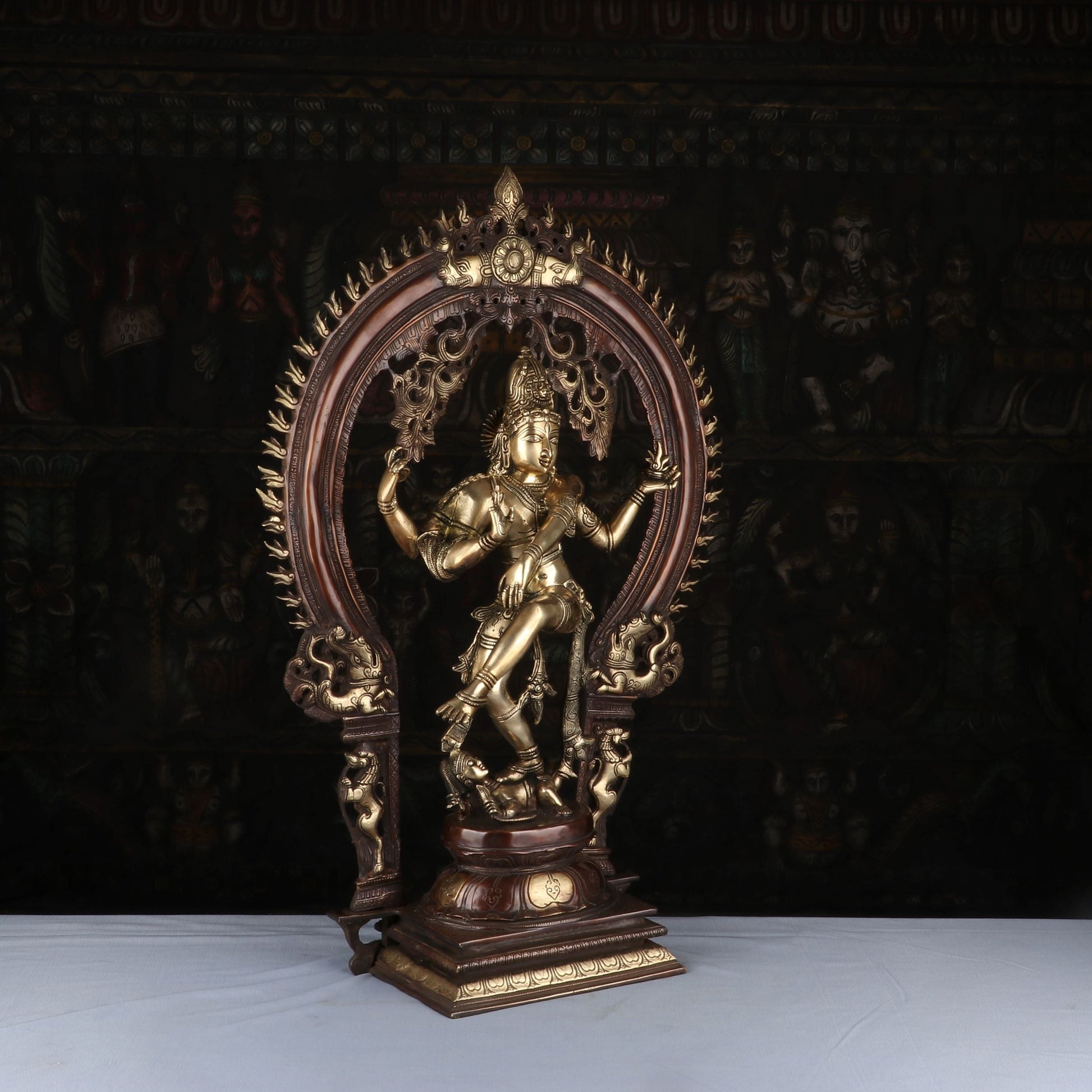 Brass Nataraja Statue Sculpture Idol Brown Finished For Decor 26" - Image 7