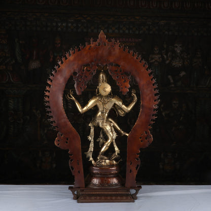 Brass Nataraja Statue Sculpture Idol Brown Finished For Decor 26" by vendor-unknown - Hindu Gods (View 8)