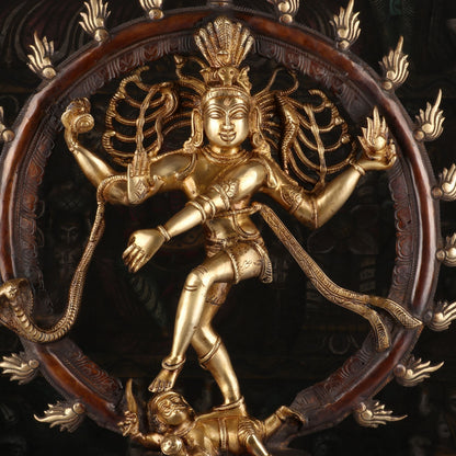 Brass Dancing Shiva Nataraja Statue Idol Sculpture Brown Finished Decor 2 Feet by vendor-unknown - Hindu Gods (View 3)