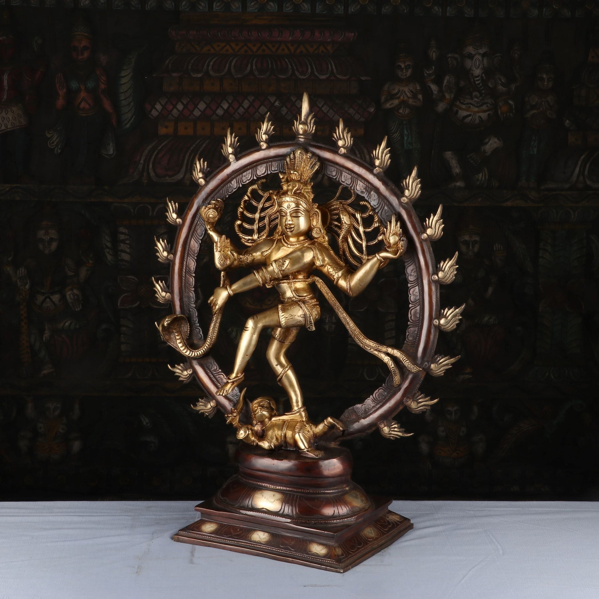 Brass Dancing Shiva Nataraja Statue Idol Sculpture Brown Finished Decor 2 Feet - Image 4