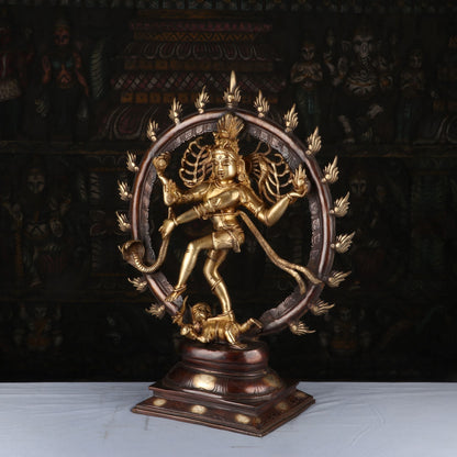 Brass Dancing Shiva Nataraja Statue Idol Sculpture Brown Finished Decor 2 Feet by vendor-unknown - Hindu Gods (View 4)