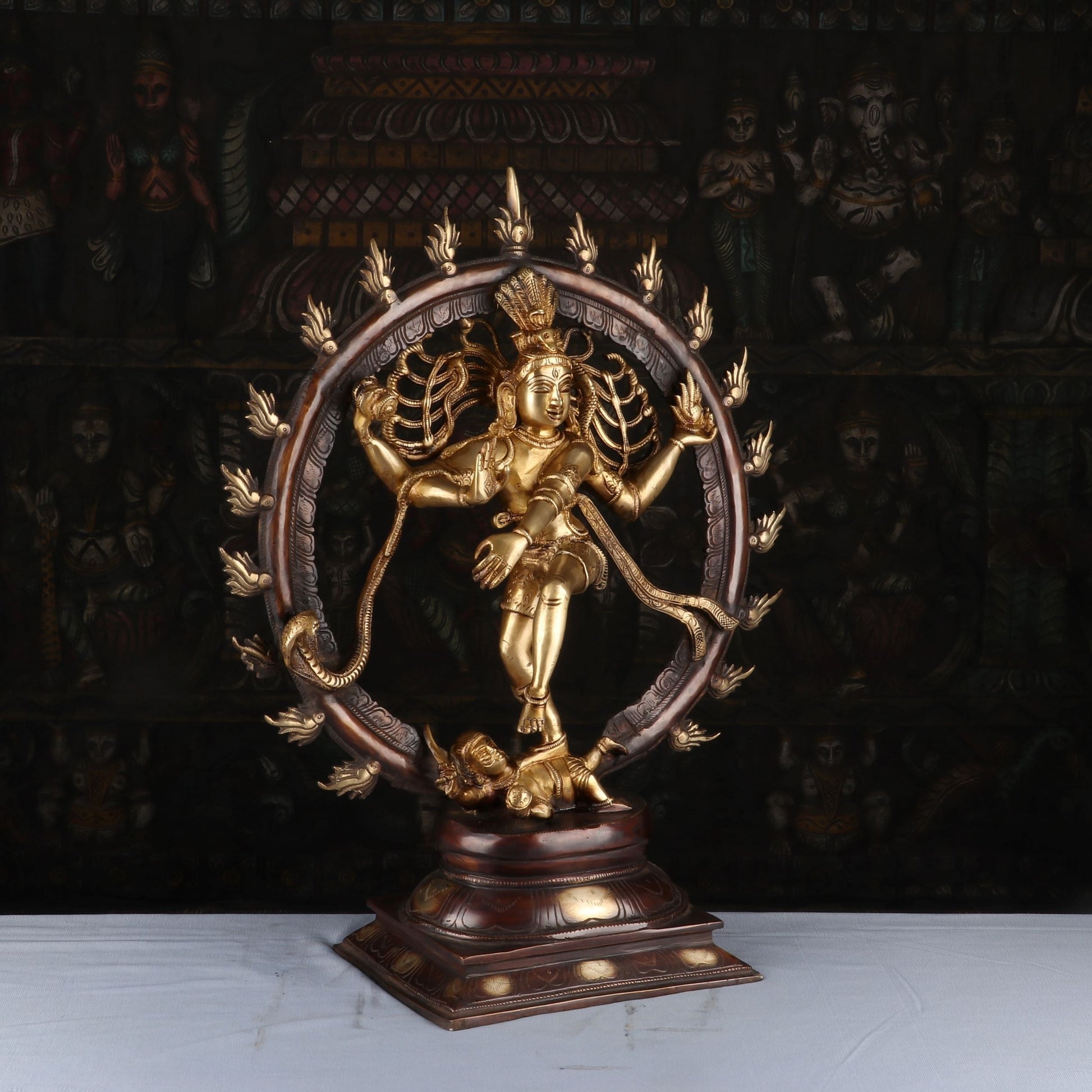 Brass Dancing Shiva Nataraja Statue Idol Sculpture Brown Finished Decor 2 Feet - Image 5