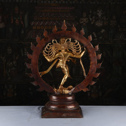 Brass Dancing Shiva Nataraja Statue Idol Sculpture Brown Finished Decor 2 Feet by vendor-unknown - Hindu Gods (View 6)