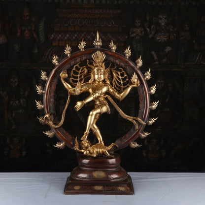 Brass Dancing Shiva Nataraja Statue Idol Sculpture Brown Finished Decor 2 Feet by vendor-unknown - Hindu Gods