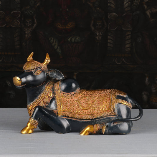 Brass Shiva Nandi Statue Vintage Black Finished Idol Home Pooja Room Decor Lucky 8"