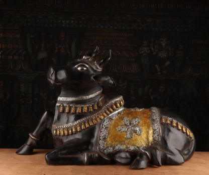 Brass Nandi Statue Black Gold Finished Idol Decor Showpiece 21" by vendor-unknown - Spiritual (View 2)