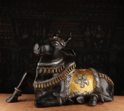 Brass Nandi Statue Black Gold Finished Idol Decor Showpiece 21" by vendor-unknown - Spiritual (View 3)