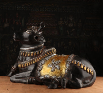 Brass Nandi Statue Black Gold Finished Idol Decor Showpiece 21" by vendor-unknown - Spiritual (View 4)