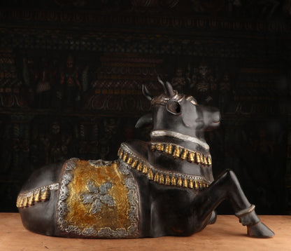 Brass Nandi Statue Black Gold Finished Idol Decor Showpiece 21" by vendor-unknown - Spiritual (View 5)