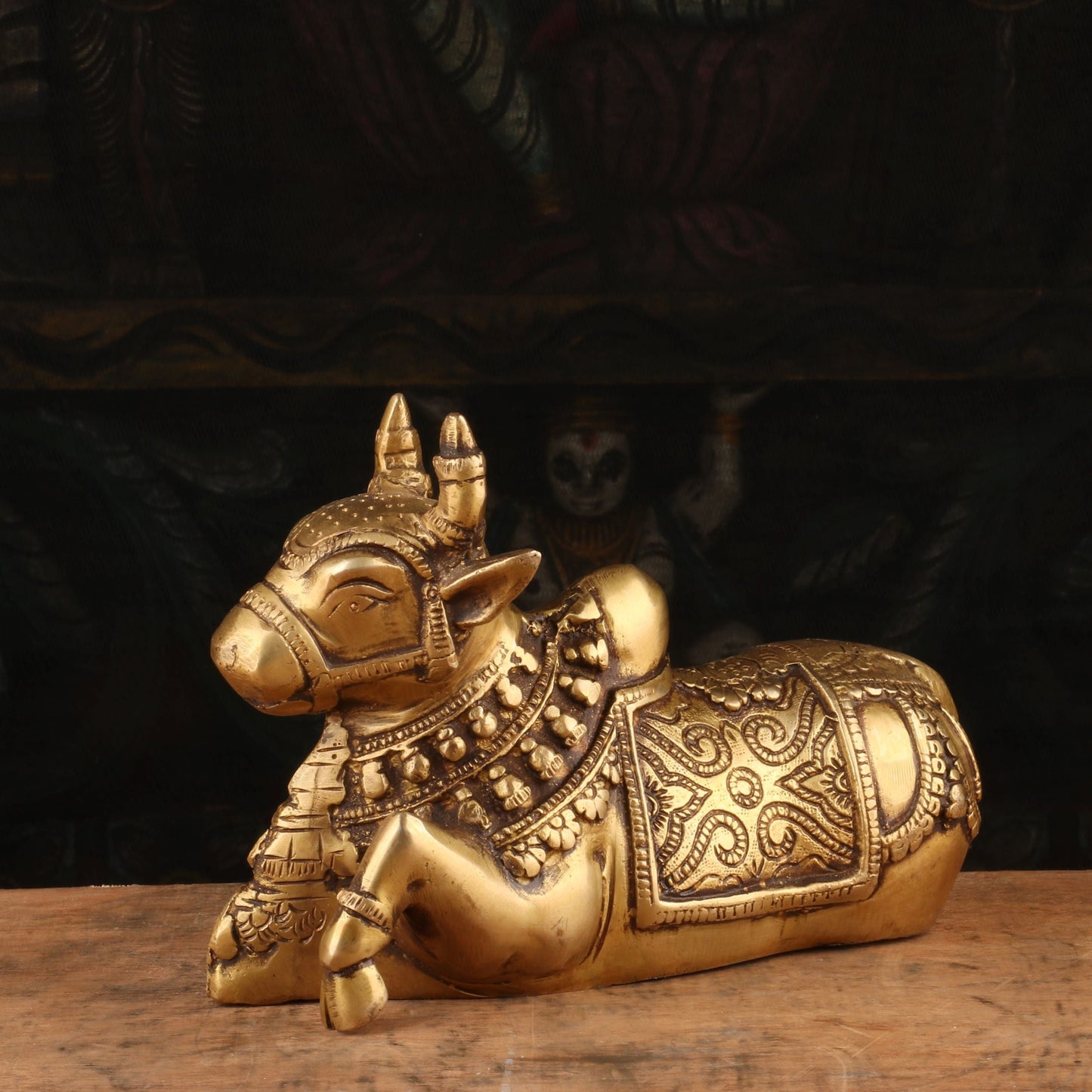 Brass Small Nandi Statue Idol Decor 5"