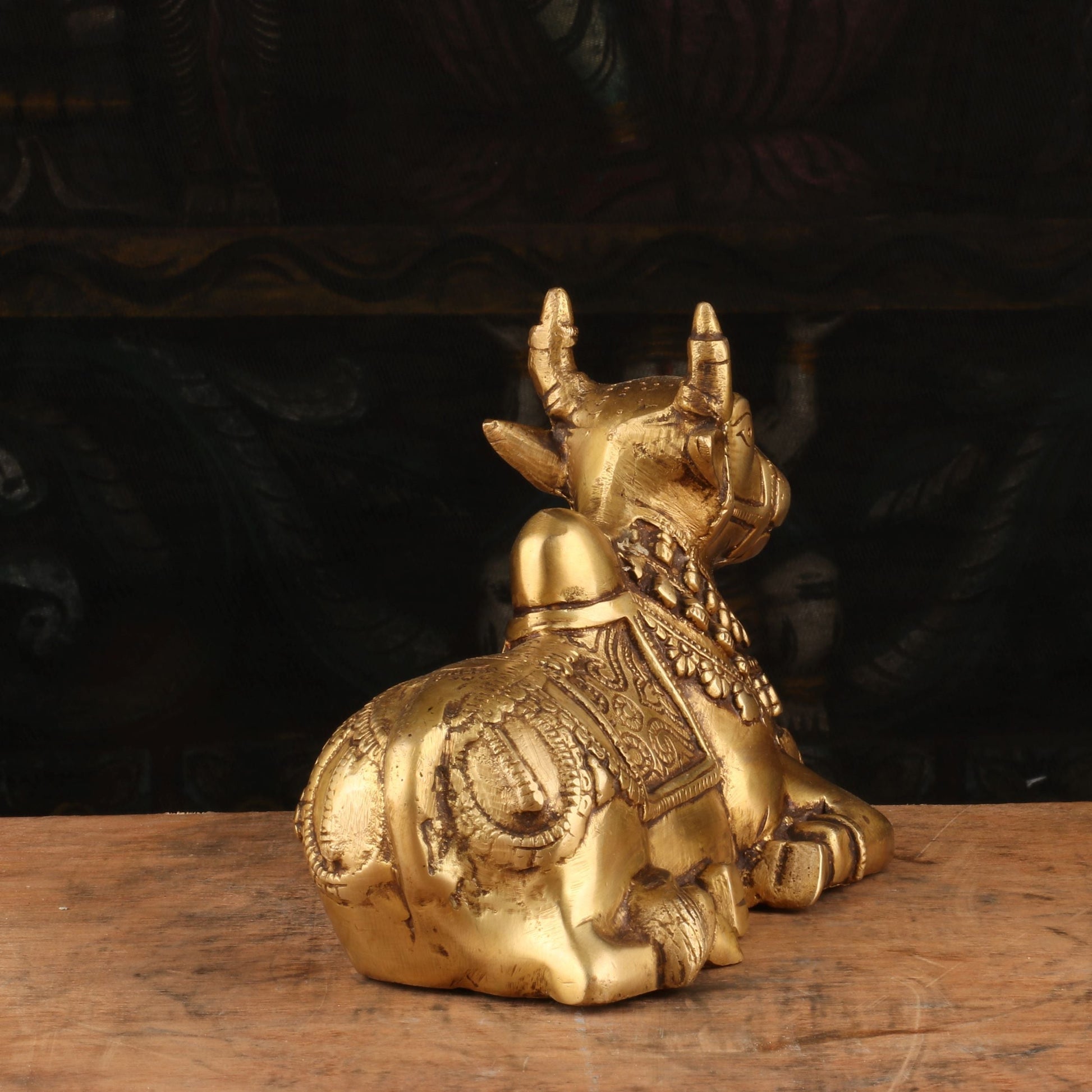 Brass Small Nandi Statue Idol Decor 5" - Image 5