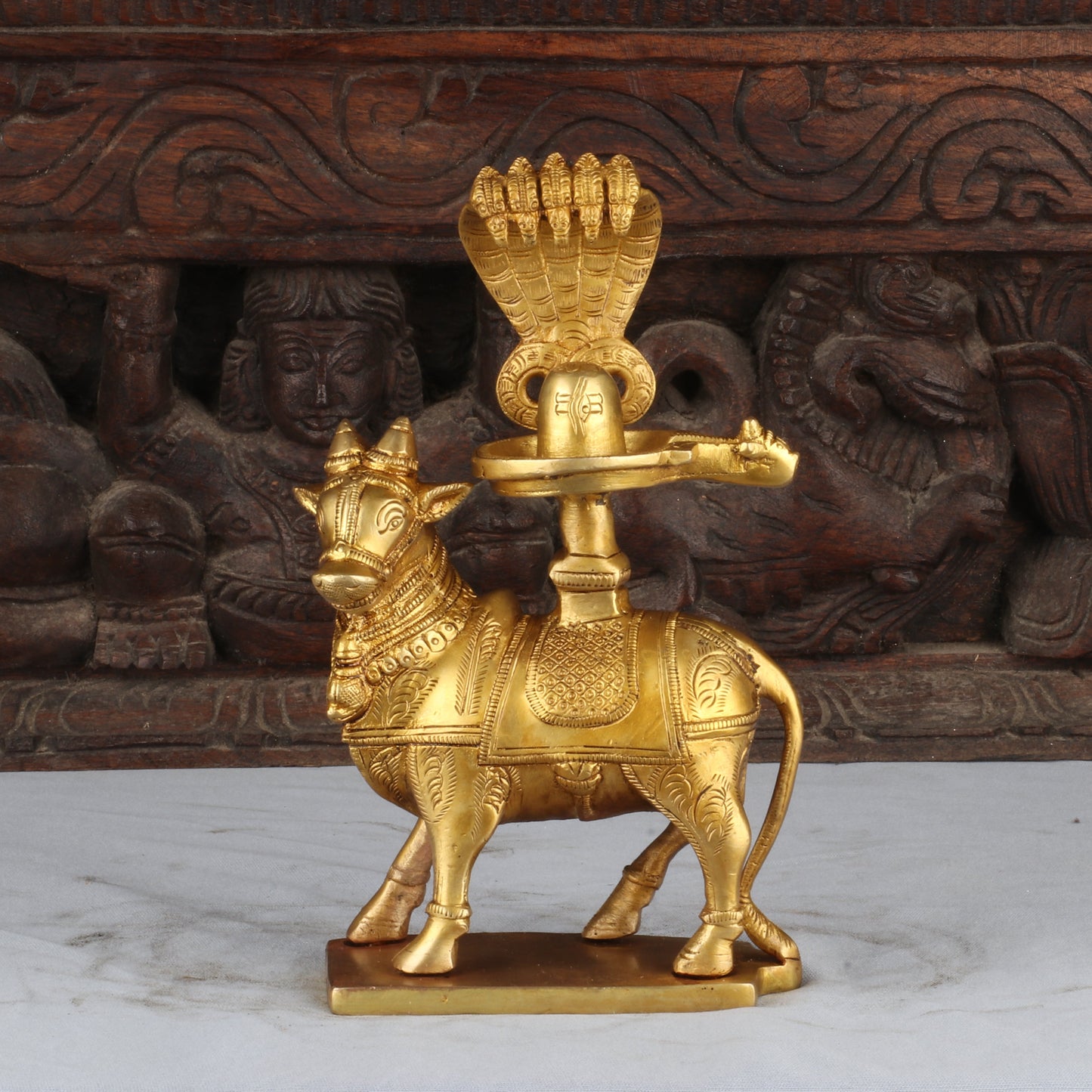 Brass Shiva Nandi Statue Brown Finished Idol Figurine For Decor 8"