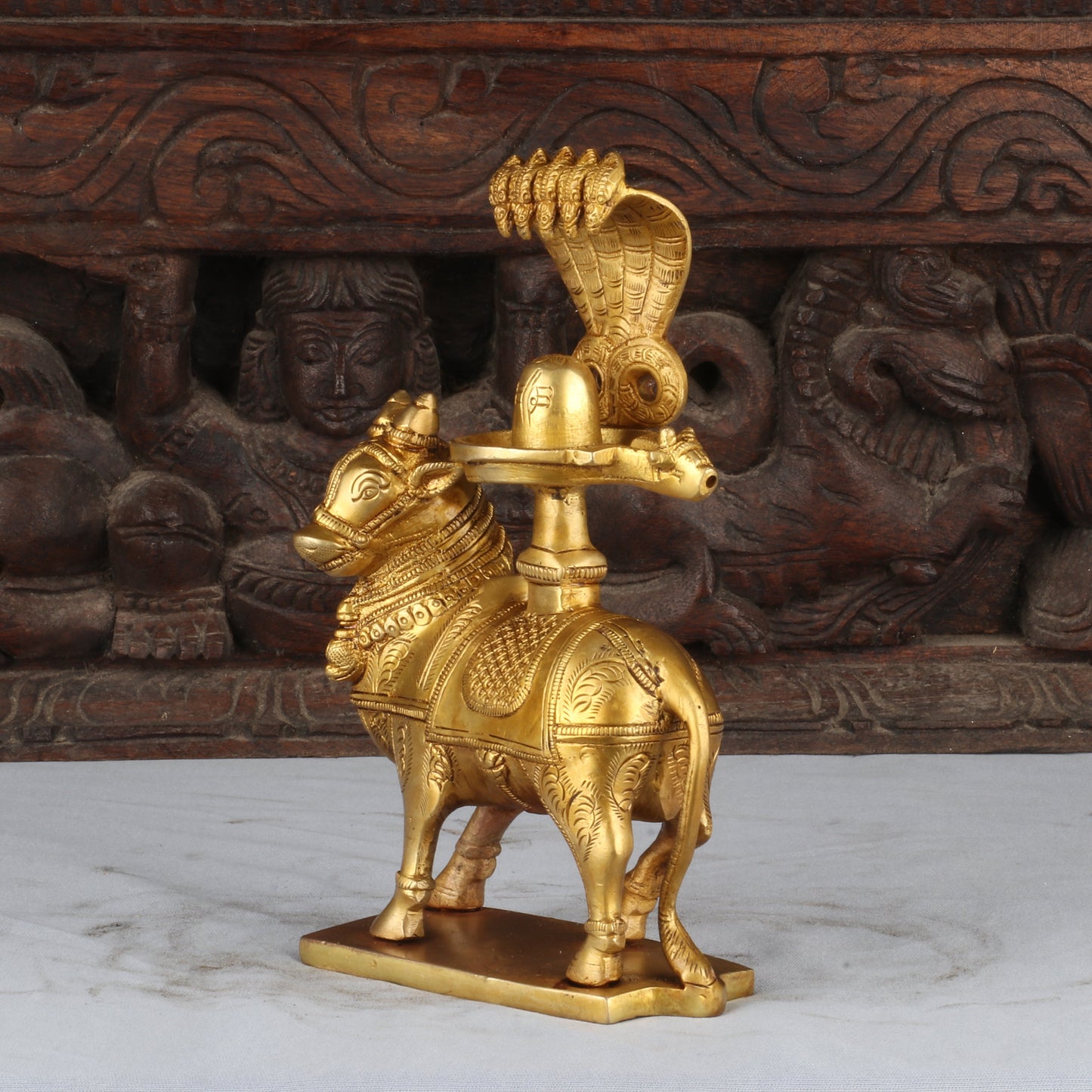 Brass Shiva Nandi Statue Brown Finished Idol Figurine For Decor 8"