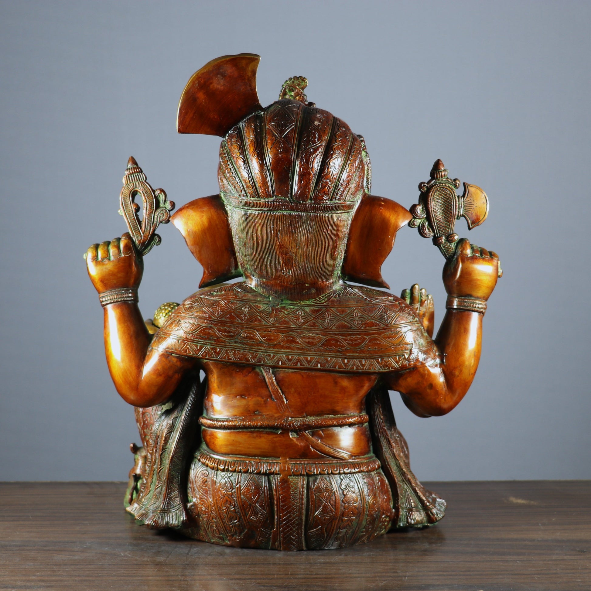 Brass Large Ganpati Idol Religious Antique Finish For Home Decor 20" - Image 5