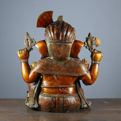 Brass Large Ganpati Idol Religious Antique Finish For Home Decor 20" by vendor-unknown - Hindu Gods (View 5)