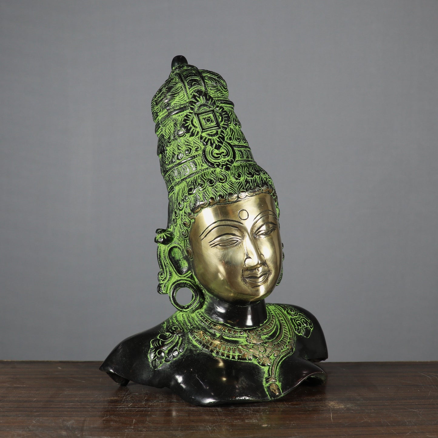 Brass Goddess Parvati Head Idol Religious Home Decor Statue 1 Feet