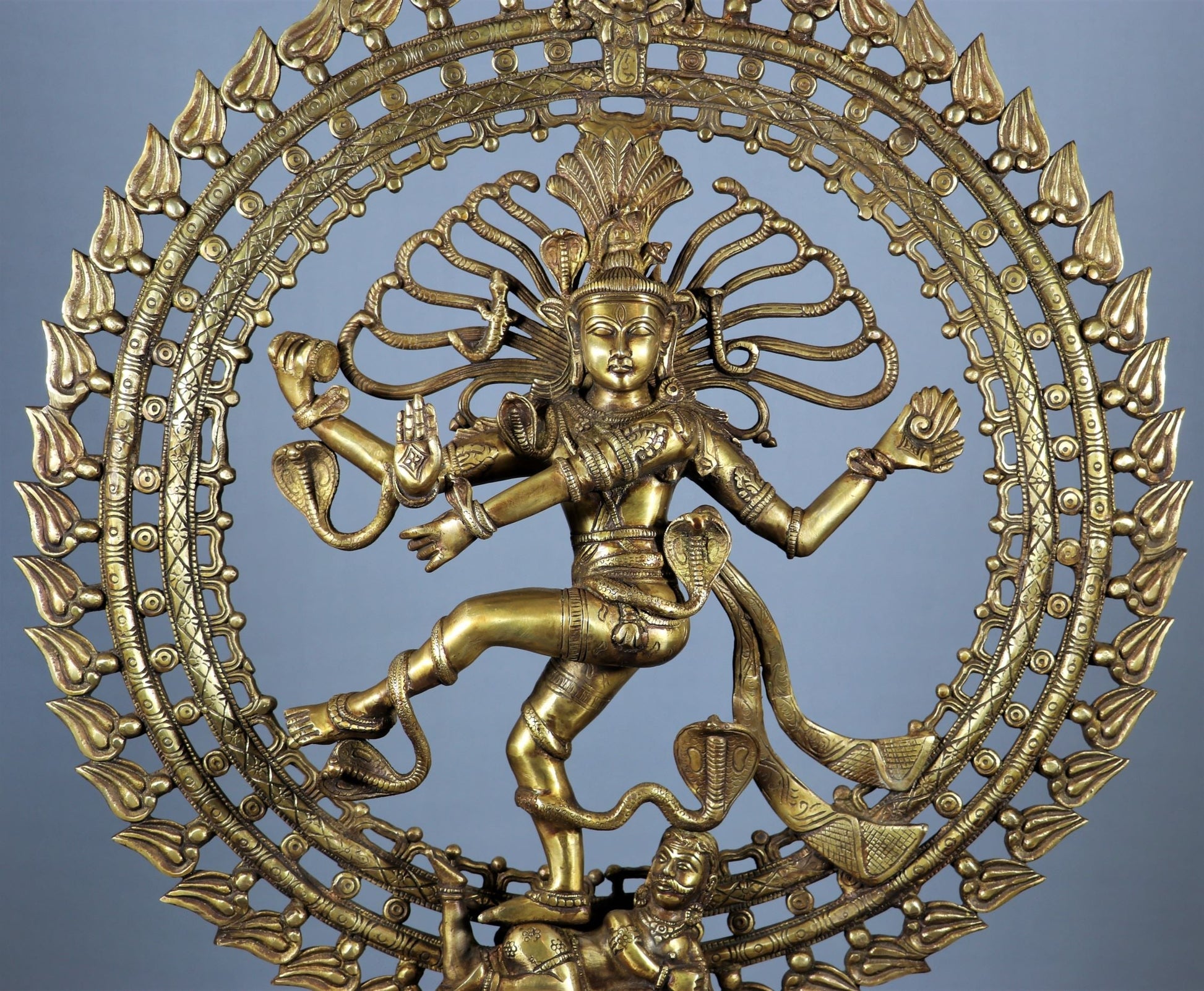 Brass Dancing Shiva Nataraja Statue Idol Sculpture Decor 27" - Image 3