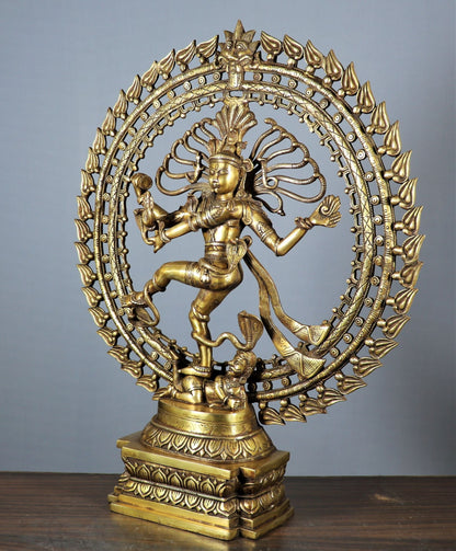 Brass Dancing Shiva Nataraja Statue Idol Sculpture Decor 27" by vendor-unknown - Hindu Gods (View 4)
