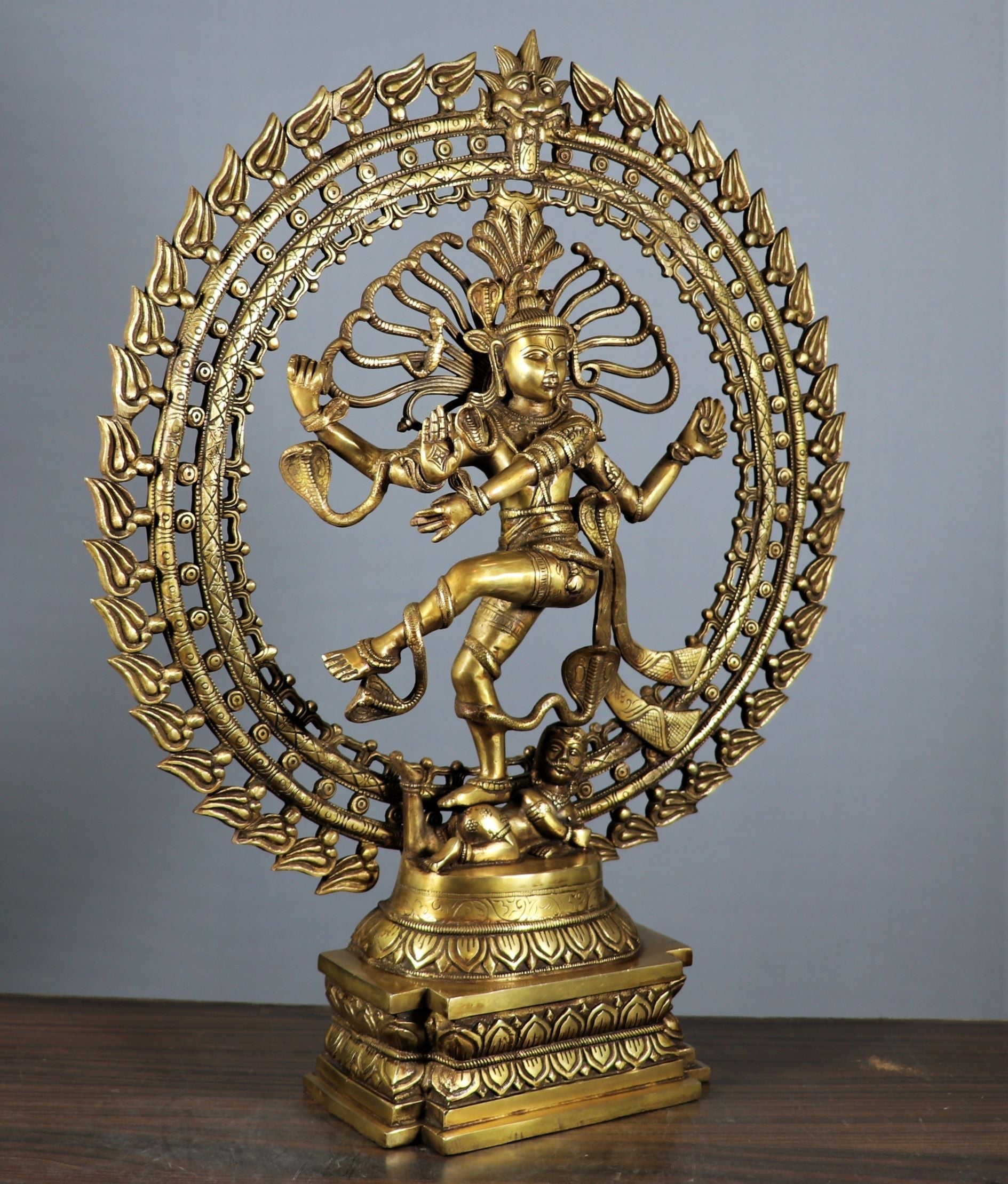 Brass Dancing Shiva Nataraja Statue Idol Sculpture Decor 27" - Image 5