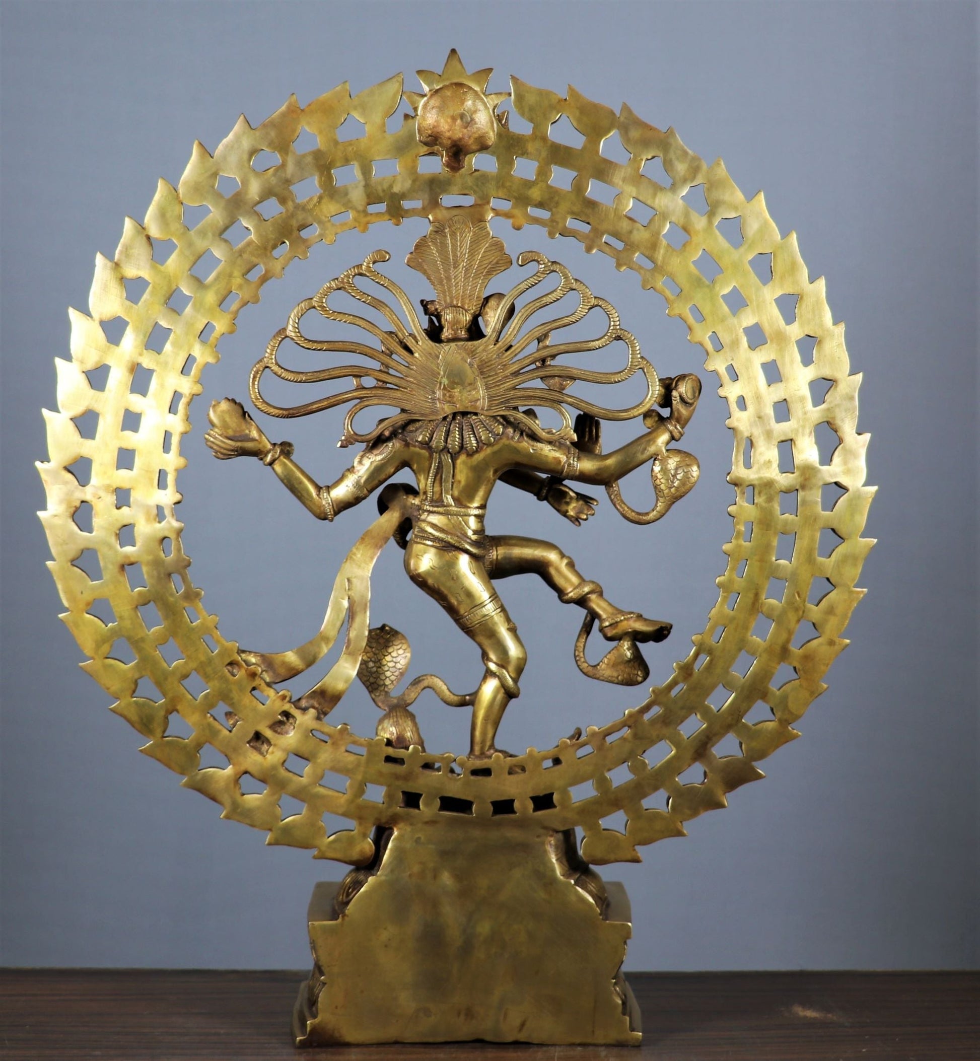 Brass Dancing Shiva Nataraja Statue Idol Sculpture Decor 27" - Image 6