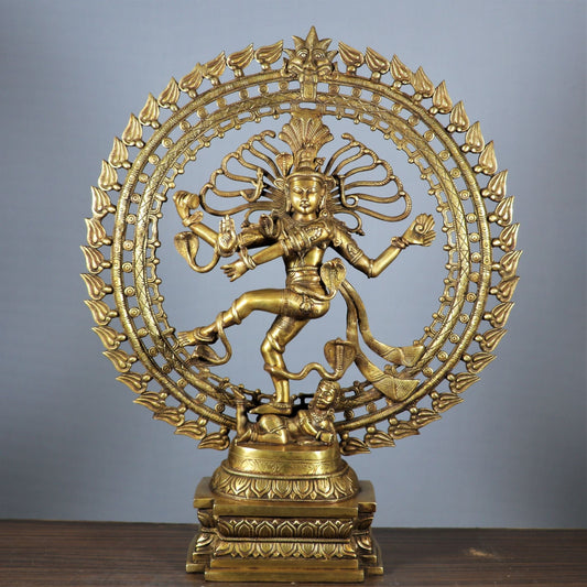 Brass Dancing Shiva Nataraja Statue Idol Sculpture Decor 27"