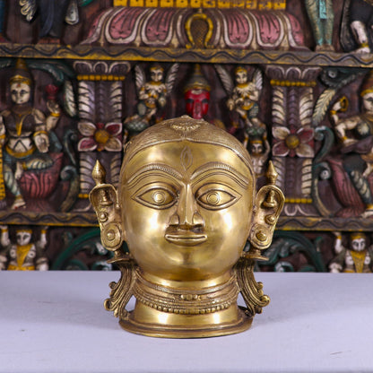 Brass Goddess Parvati Head Idol Religious Decor Statue 11" by vendor-unknown - Hindu Gods (View 2)