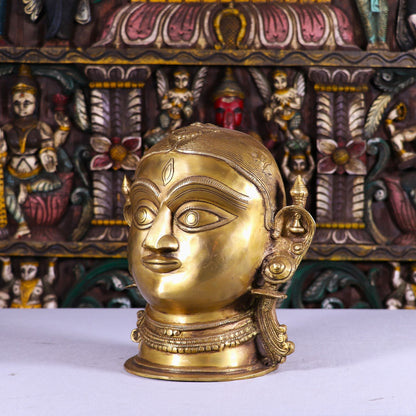 Brass Goddess Parvati Head Idol Religious Decor Statue 11" by vendor-unknown - Hindu Gods (View 3)