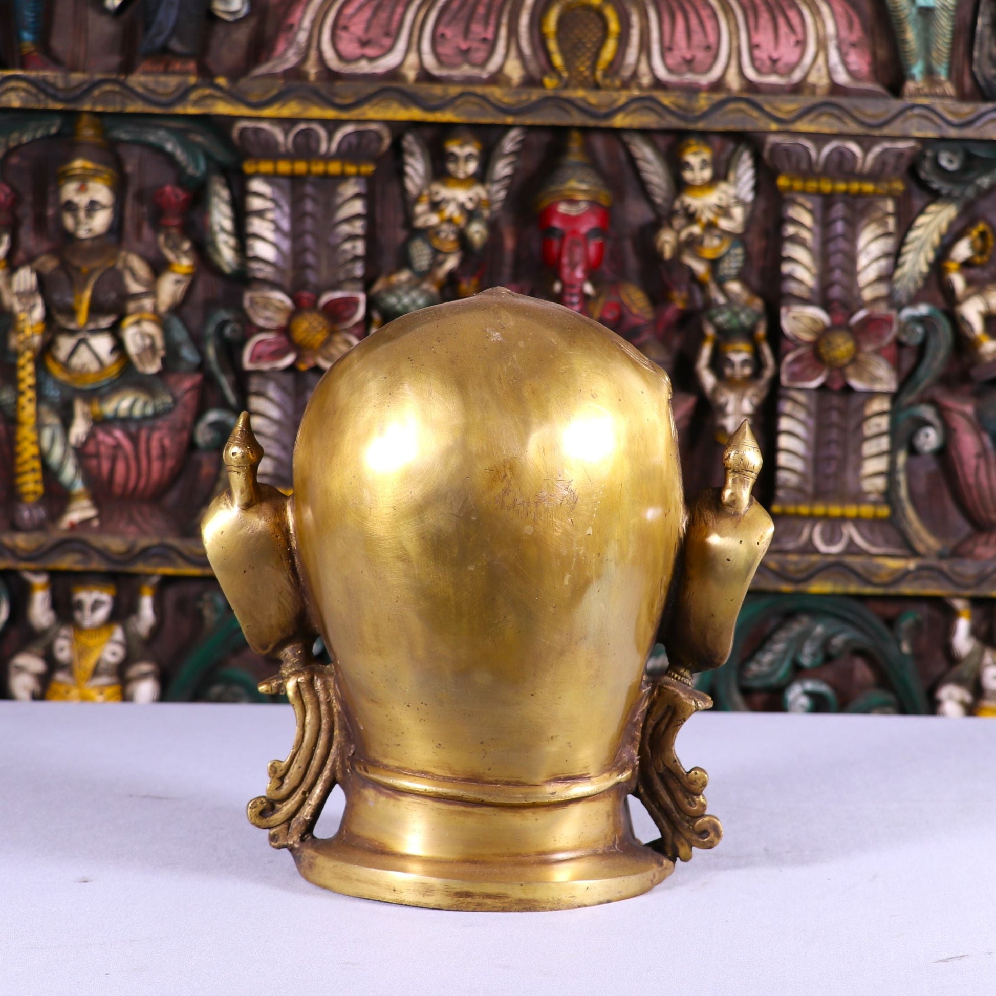 Brass Goddess Parvati Head Idol Religious Decor Statue 11" - Image 5