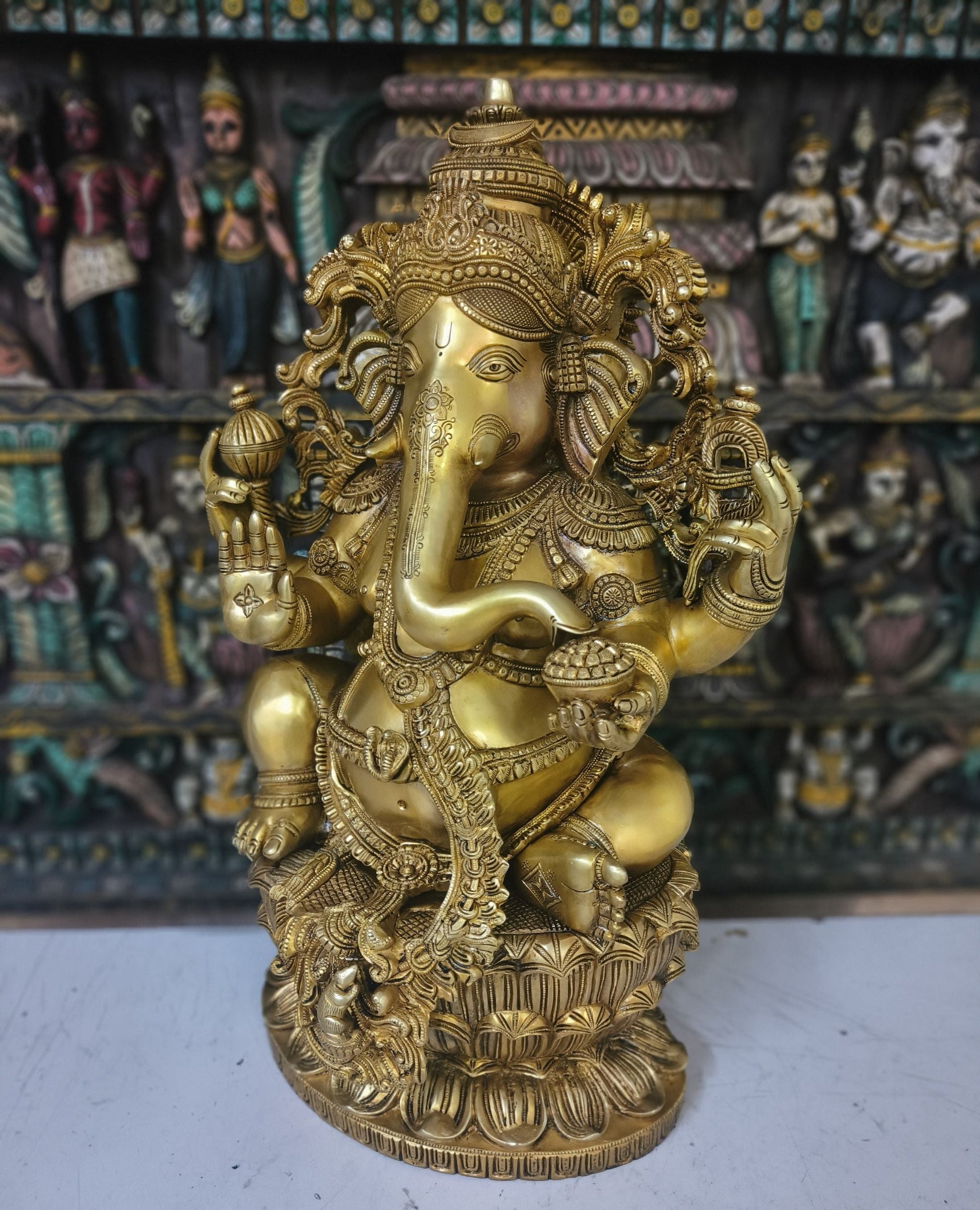 Brass Big Ganesha Idol Sculpture For Home Decor Showpiece 2 Feet - Image 3