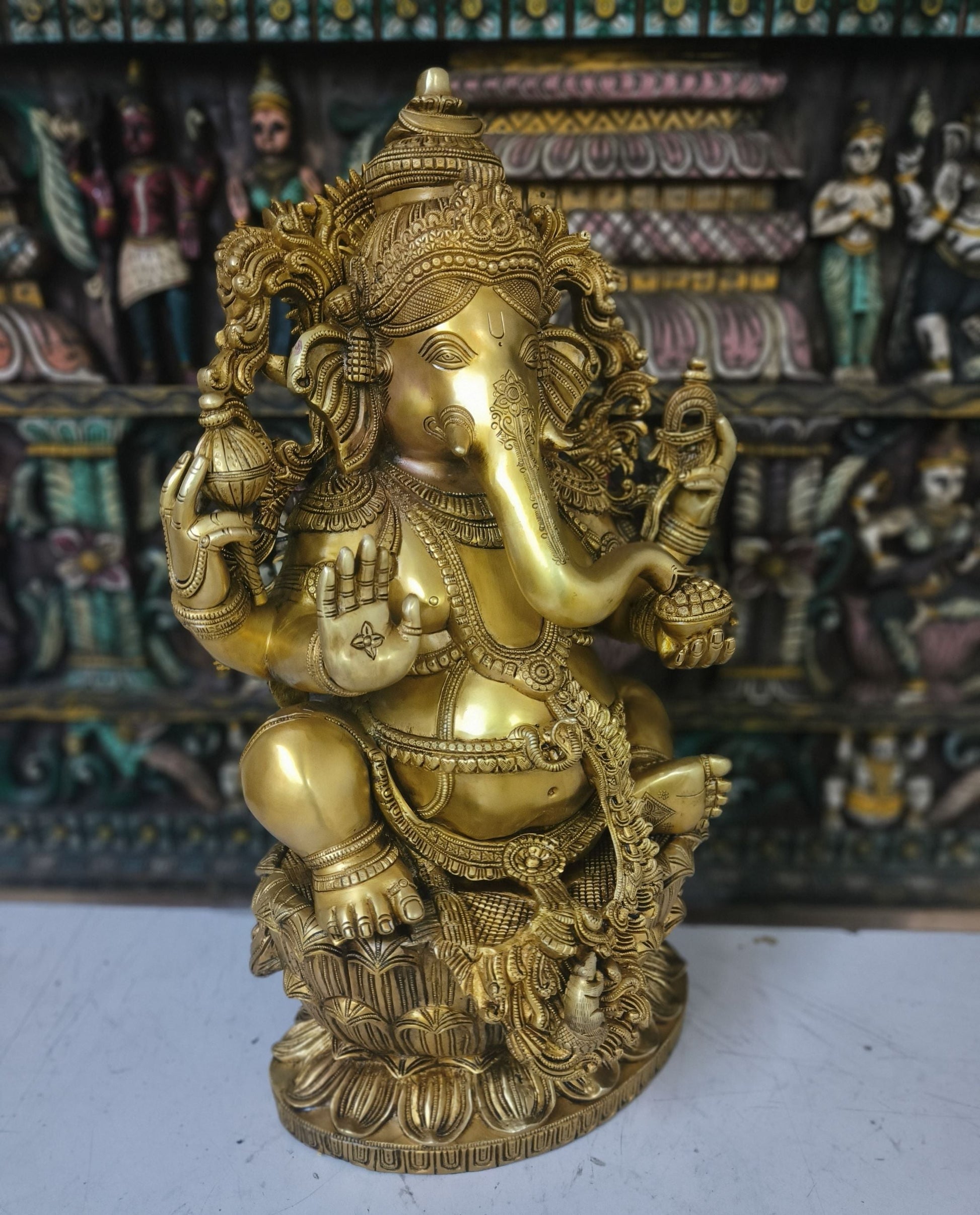 Brass Big Ganesha Idol Sculpture For Home Decor Showpiece 2 Feet - Image 4