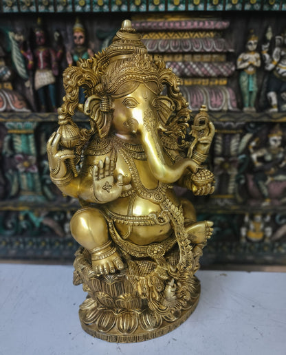 Brass Big Ganesha Idol Sculpture For Home Decor Showpiece 2 Feet by vendor-unknown - Hindu Gods (View 4)