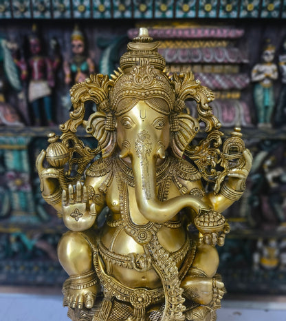 Brass Big Ganesha Idol Sculpture For Home Decor Showpiece 2 Feet by vendor-unknown - Hindu Gods (View 5)