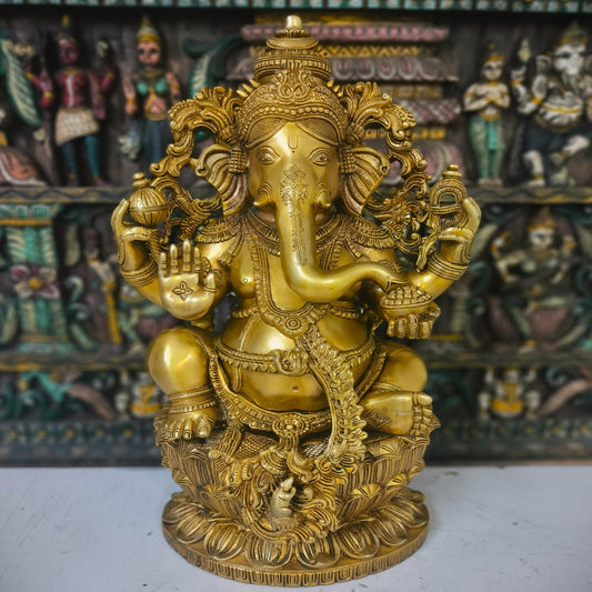 Brass Big Ganesha Idol Sculpture For Home Decor Showpiece 2 Feet