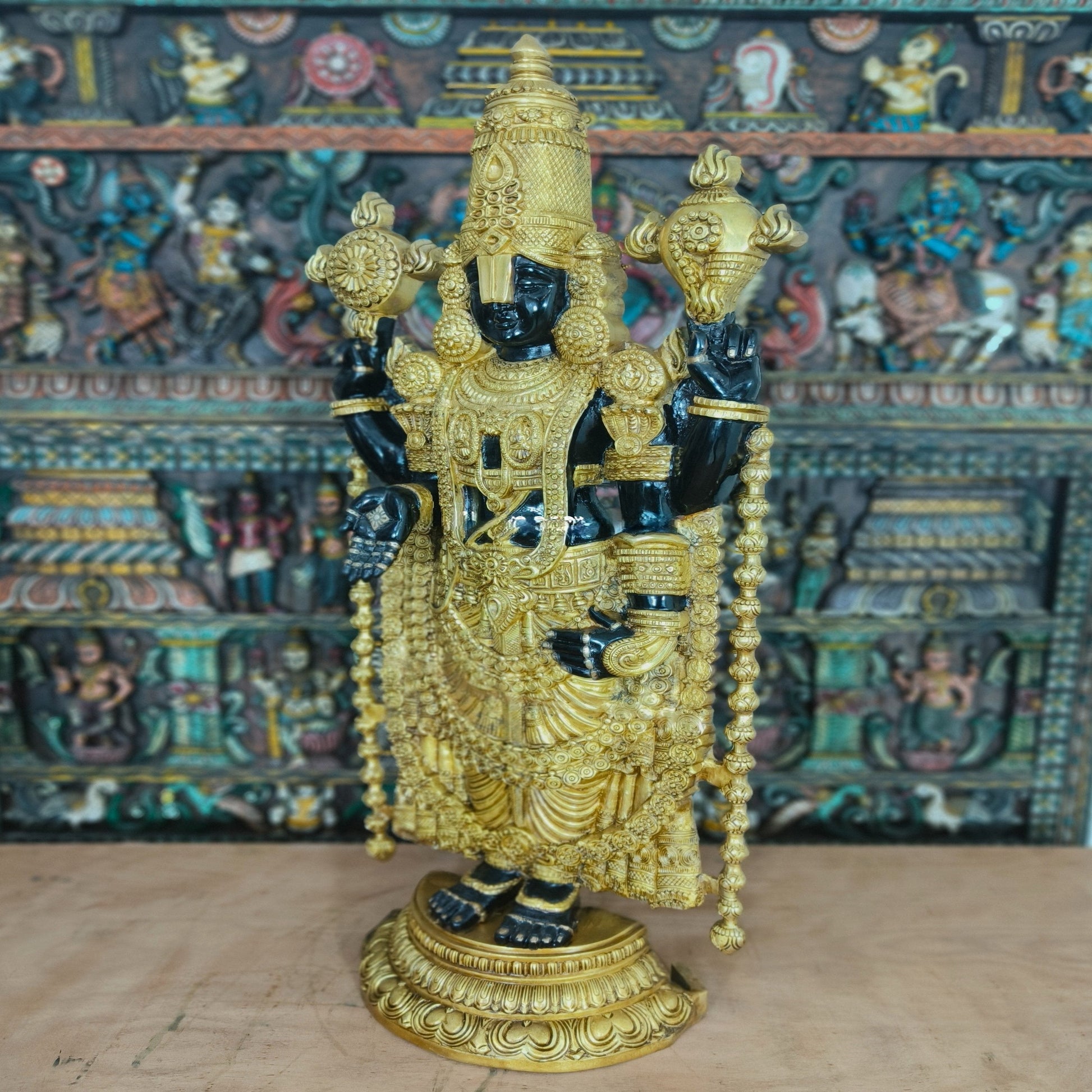 Brass Large Tirupati Balaji Statue Antique Religious Idol Decor 4 Feet - Image 4
