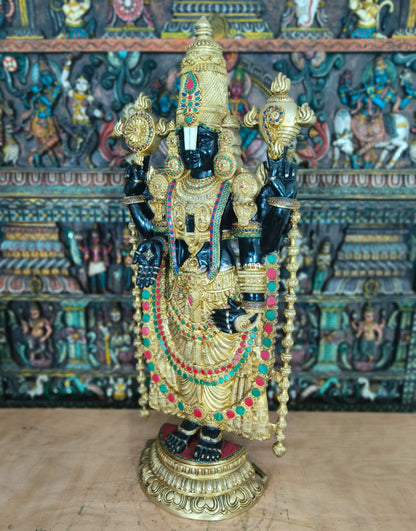 Brass Large Tirupati Balaji Statue Stone Work Religious Idol Decor 4 Feet by vendor-unknown - Hindu Gods (View 4)