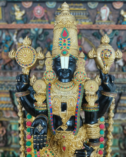 Brass Large Tirupati Balaji Statue Stone Work Religious Idol Decor 4 Feet by vendor-unknown - Hindu Gods (View 5)