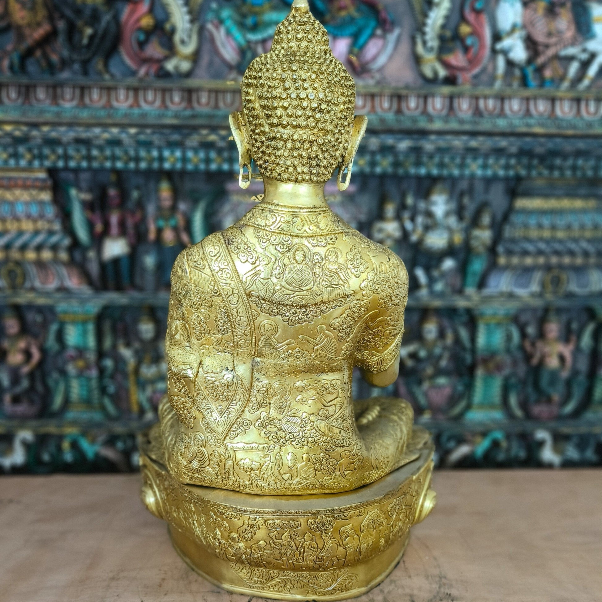 Brass Large Blessing Buddha Statue For Home Decor Showpiece 33" - Image 4