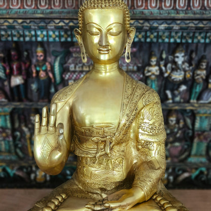 Brass Large Blessing Buddha Statue For Home Decor Showpiece 33" by vendor-unknown - Buddha (View 5)